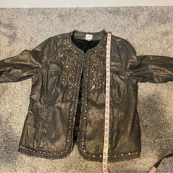 Chicos GOLDEN TRINKET ROYALTY JACKET BREADED
INDIGO/BRONZE FOIL 2/Large - Picture 12 of 14